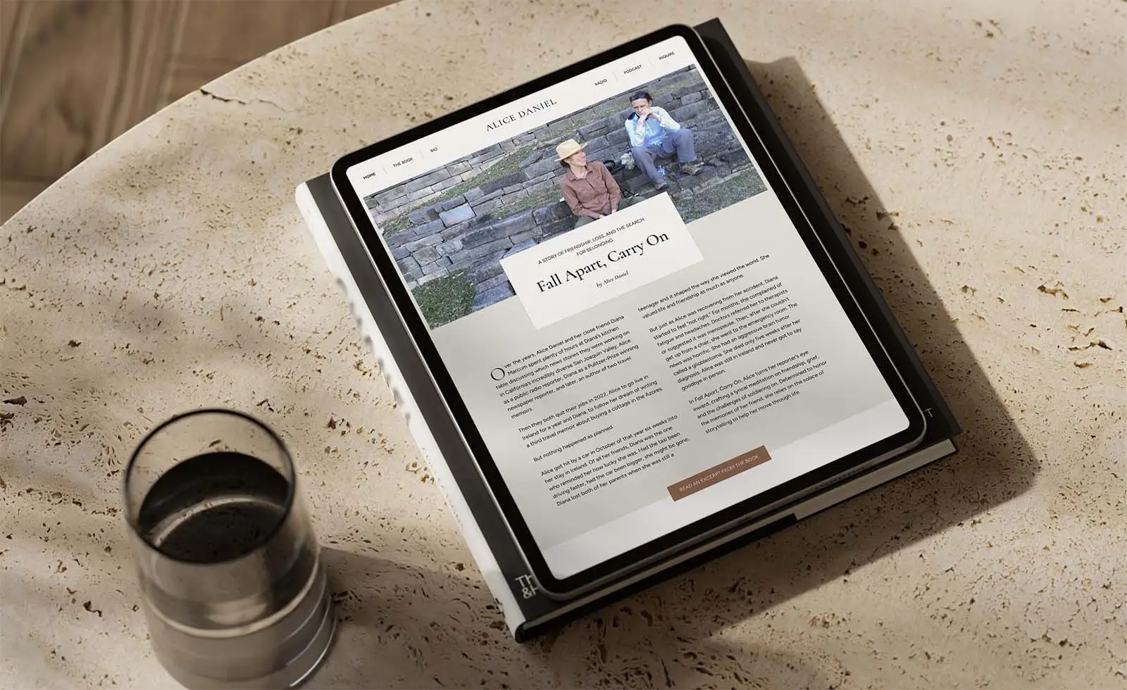 Alice Daniel home page on a tablet